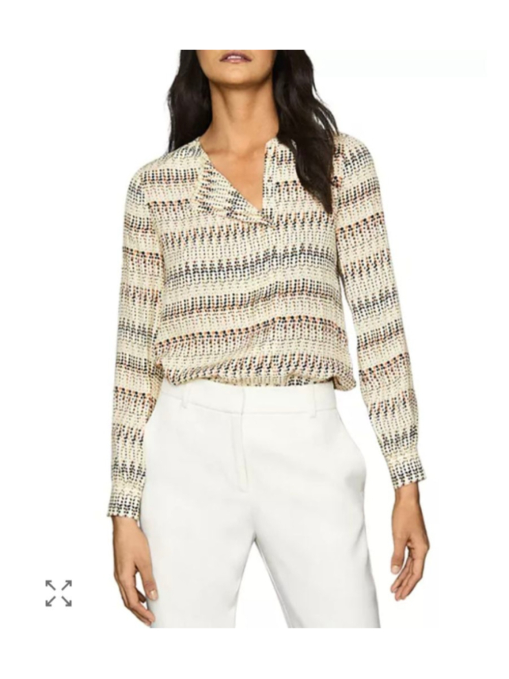 Women's REISS Eloise Polka Dot Blouse Size 6 Off-White Black